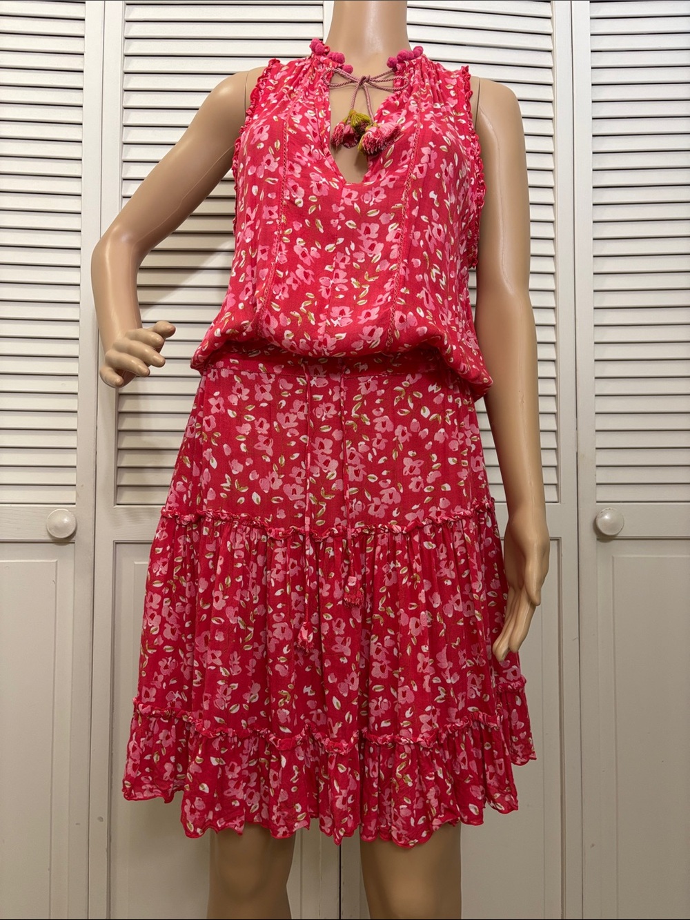Poupette St. Barth Women's Floral Ruffled Mini Dress Large
